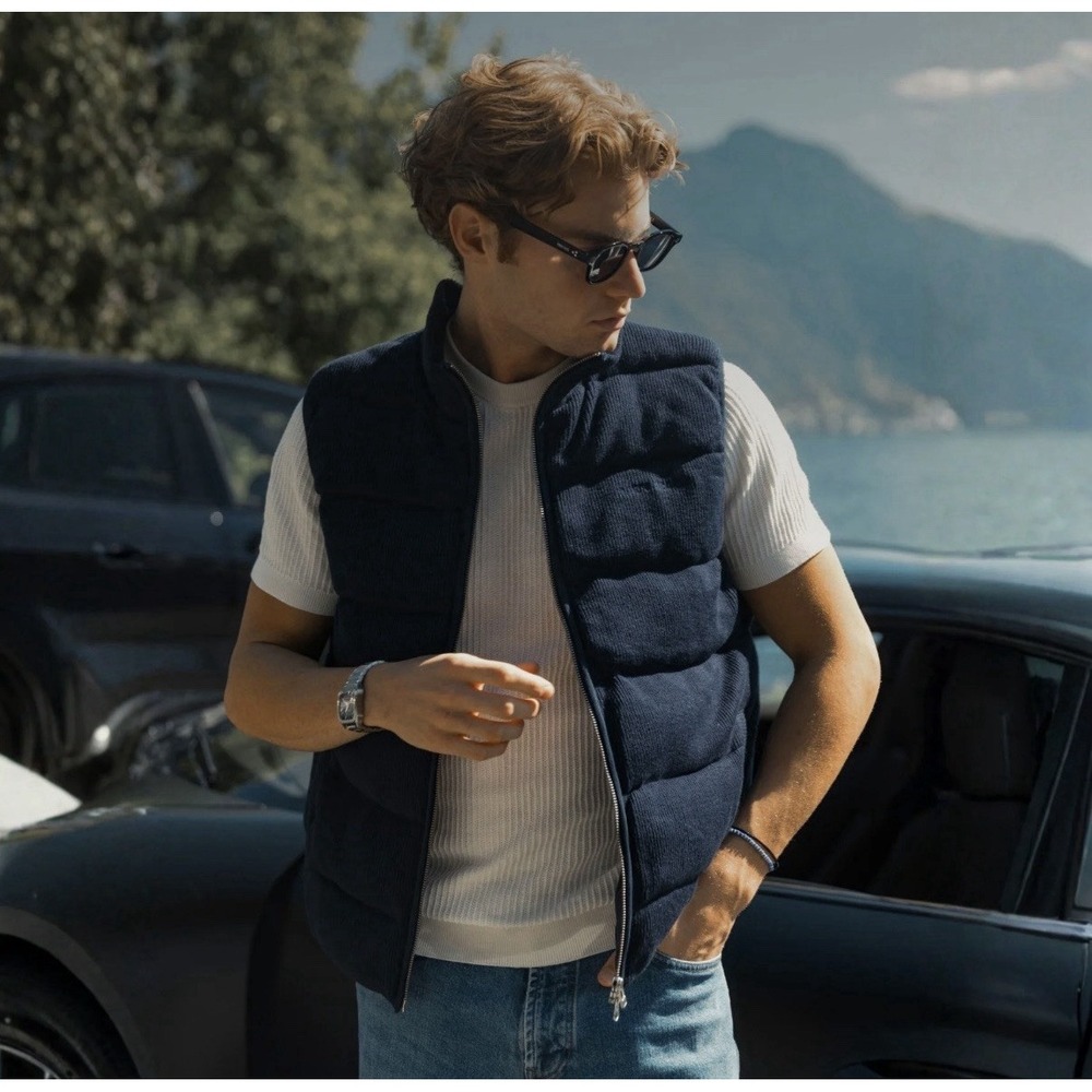 Men's Notre Succes Knitted Vest Yacht Club Blended Knit Down Vest Medium